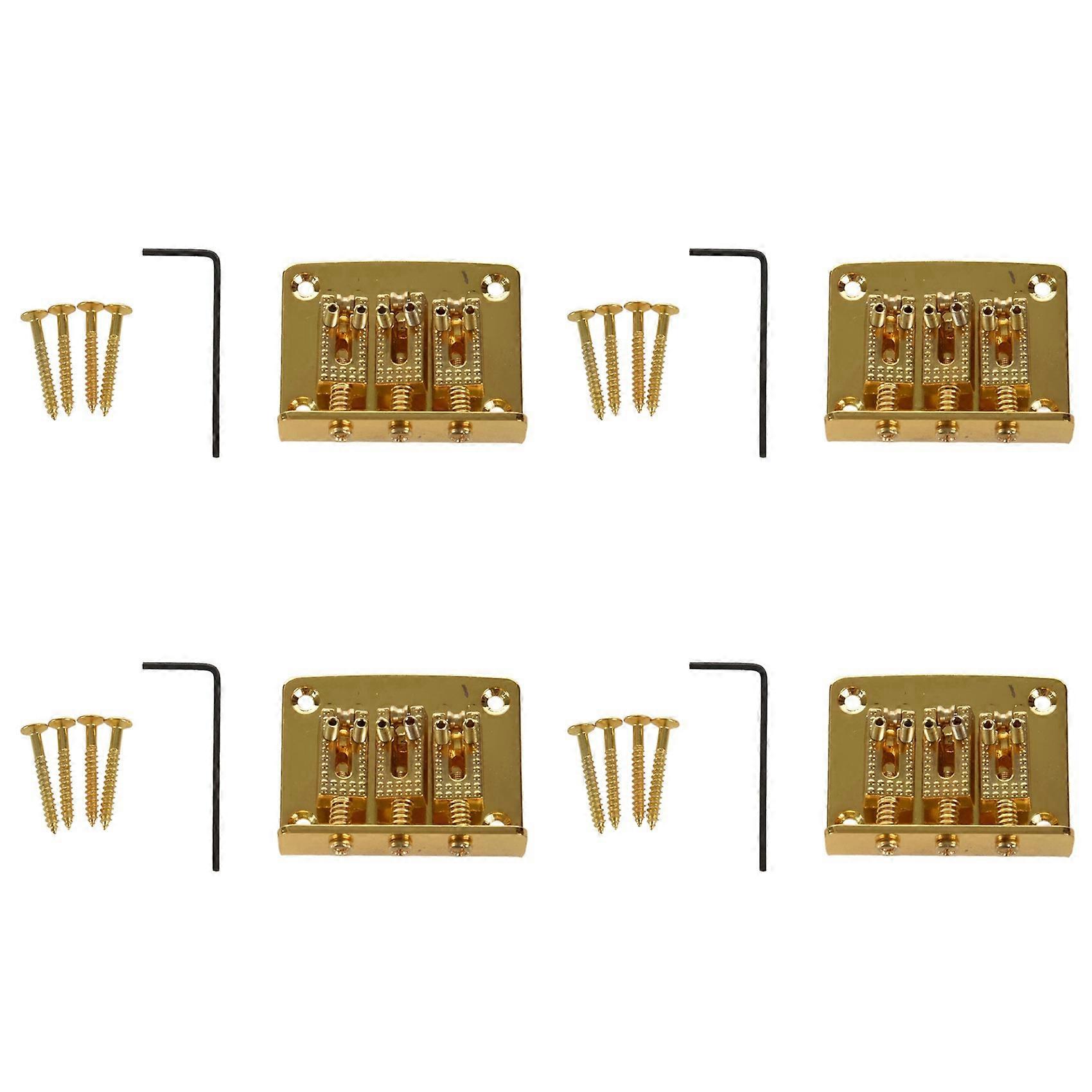 4X 3 String Guitar Ball String Bridge Bridge Pull String Hard Tail Guitar Bridge Tail 3 String Guitar Replacement Gold