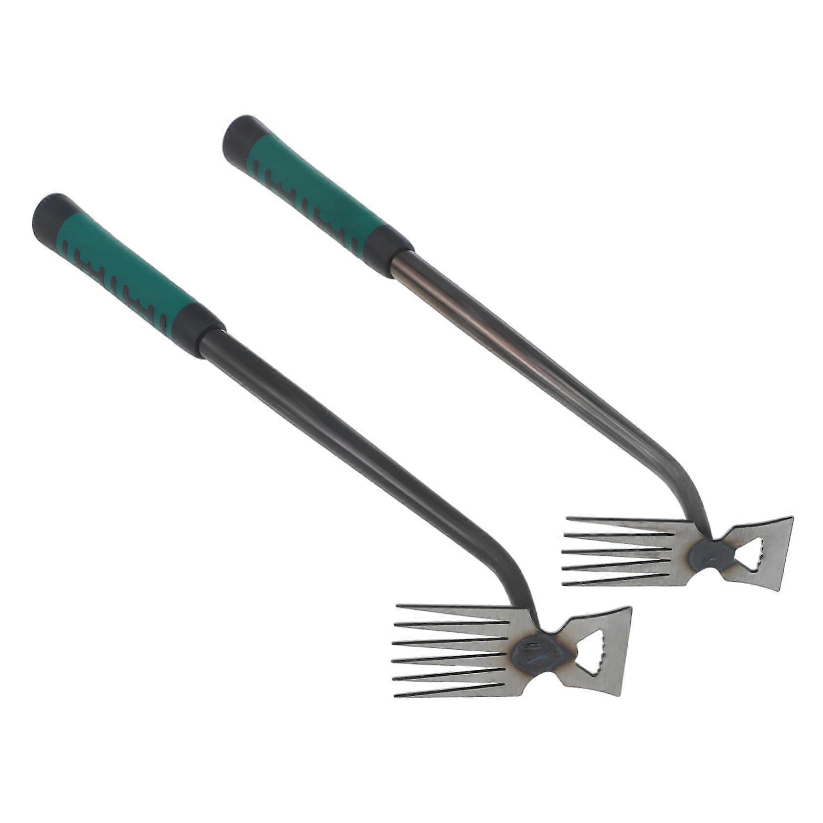 2pcs Stand Up Weeder Garden Tool Set with Long Handle Comfort and Efficient Root Removal