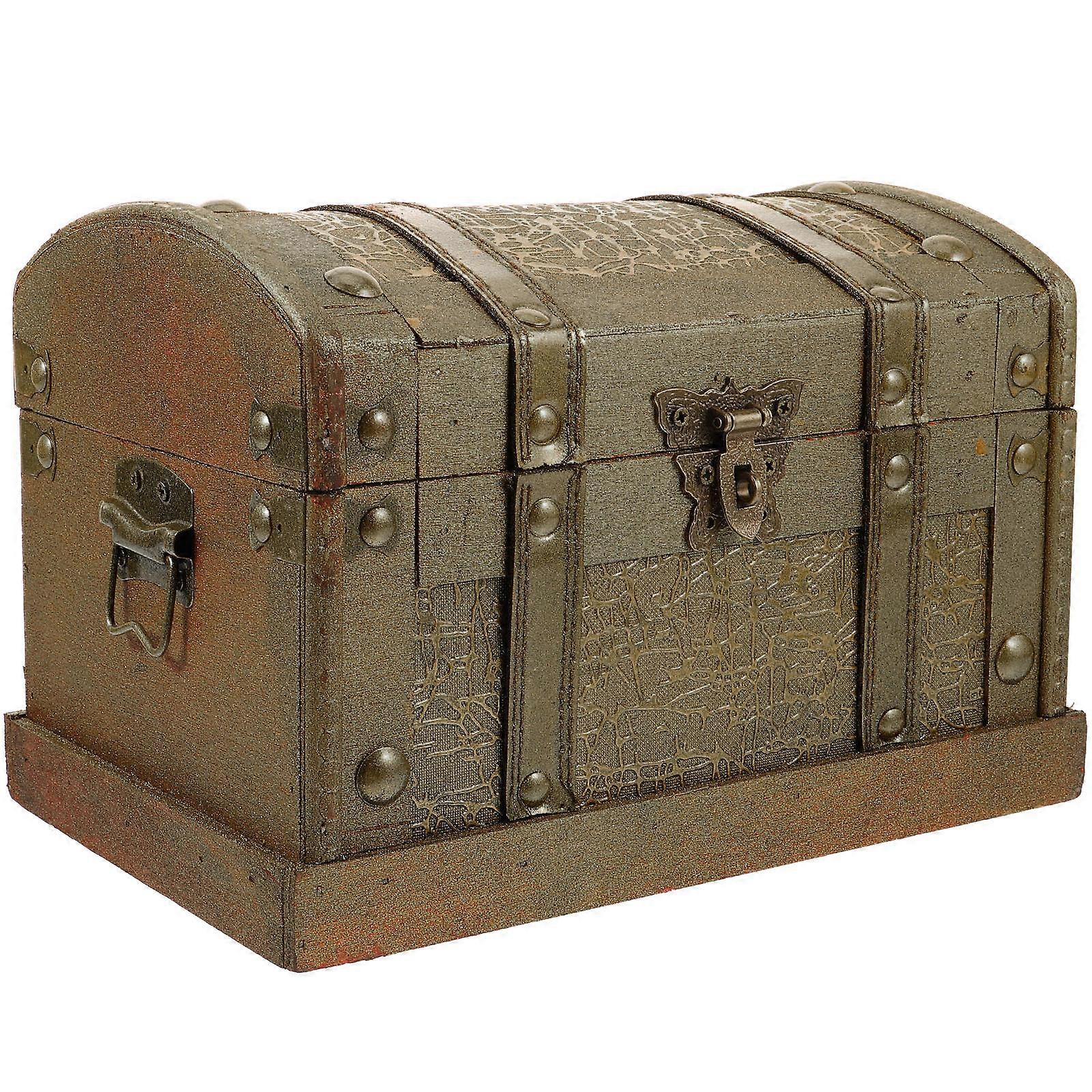 Vintage Pirate Treasure Case Wooden Rectangular Multi Color Storage 1Pack