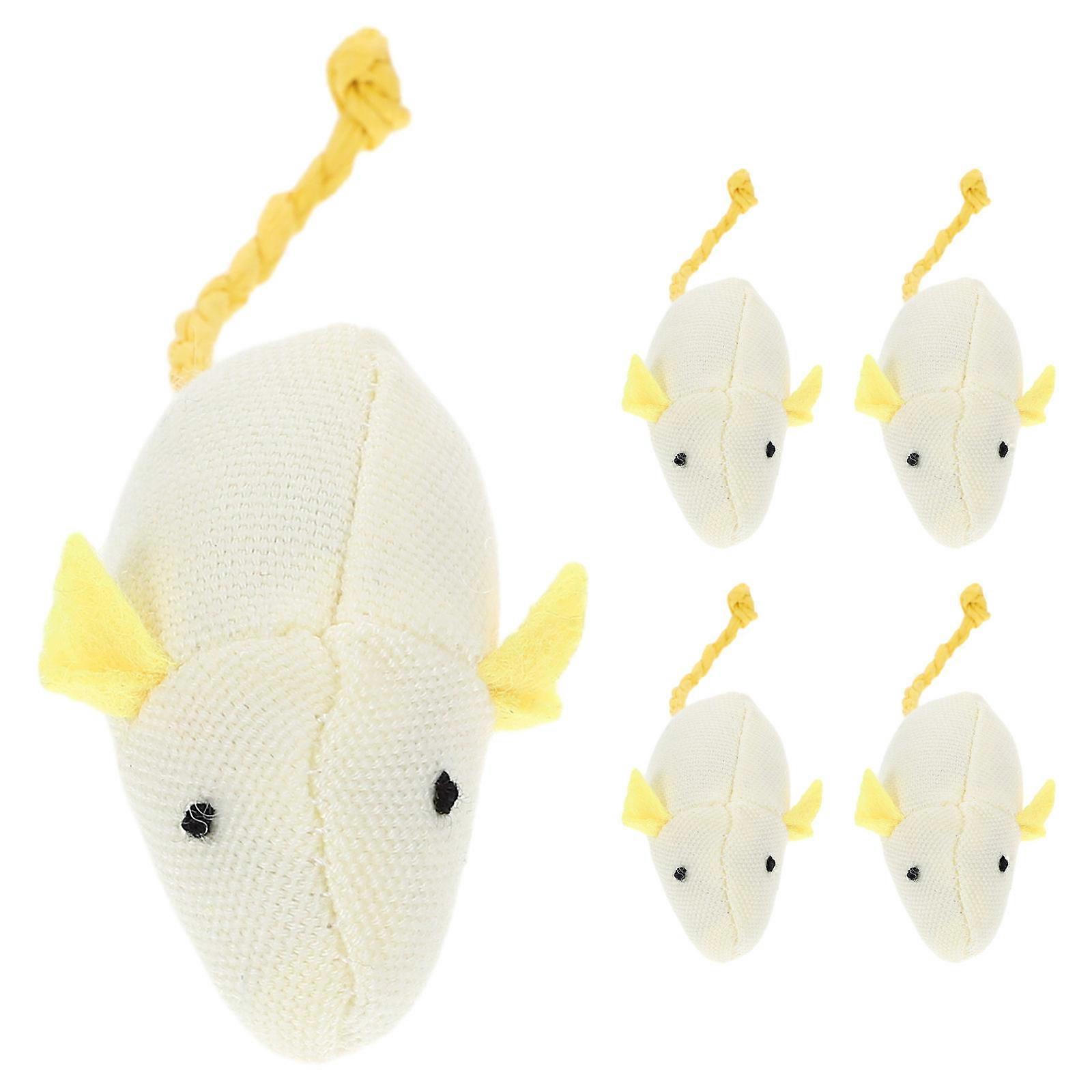 Plush Mouse Cat Toy Chewing Toy for Kitten Fun 5Pcs Set
