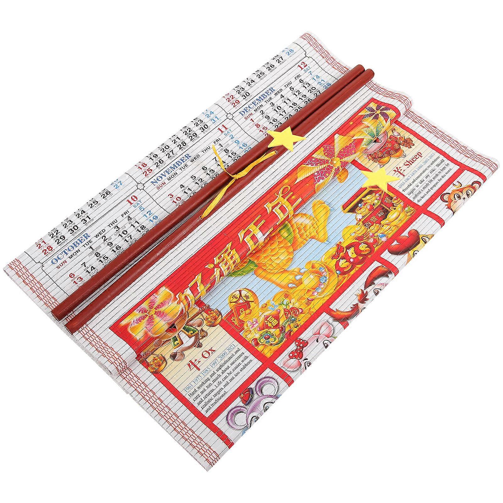 Dragon Year Decoration Hanging Calendar Lunar Date Check Office Use Rectangular Shape 1Pack