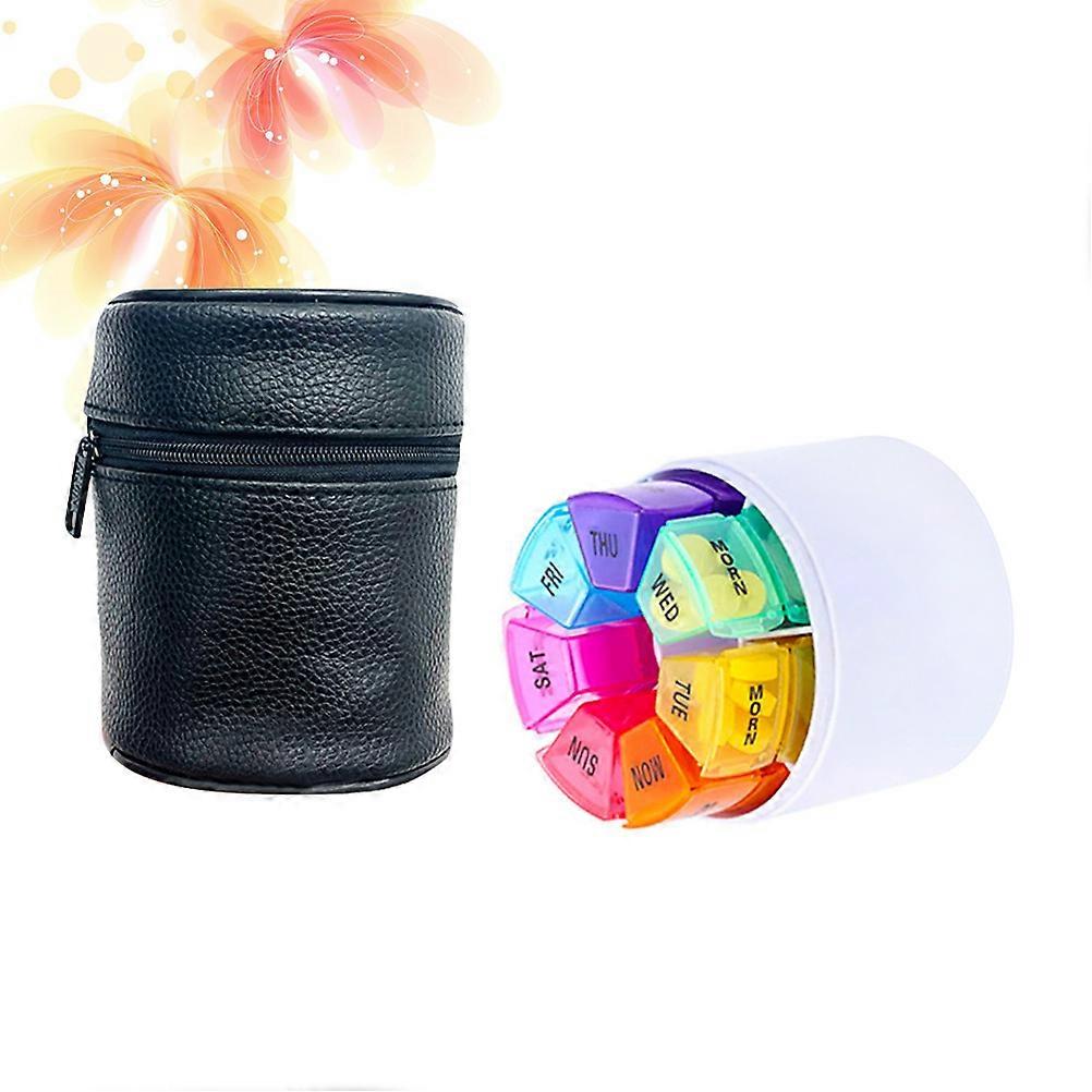 Weekly Medicine Pill Boxes for Storage 1Set 28 Grids Portable Black Case
