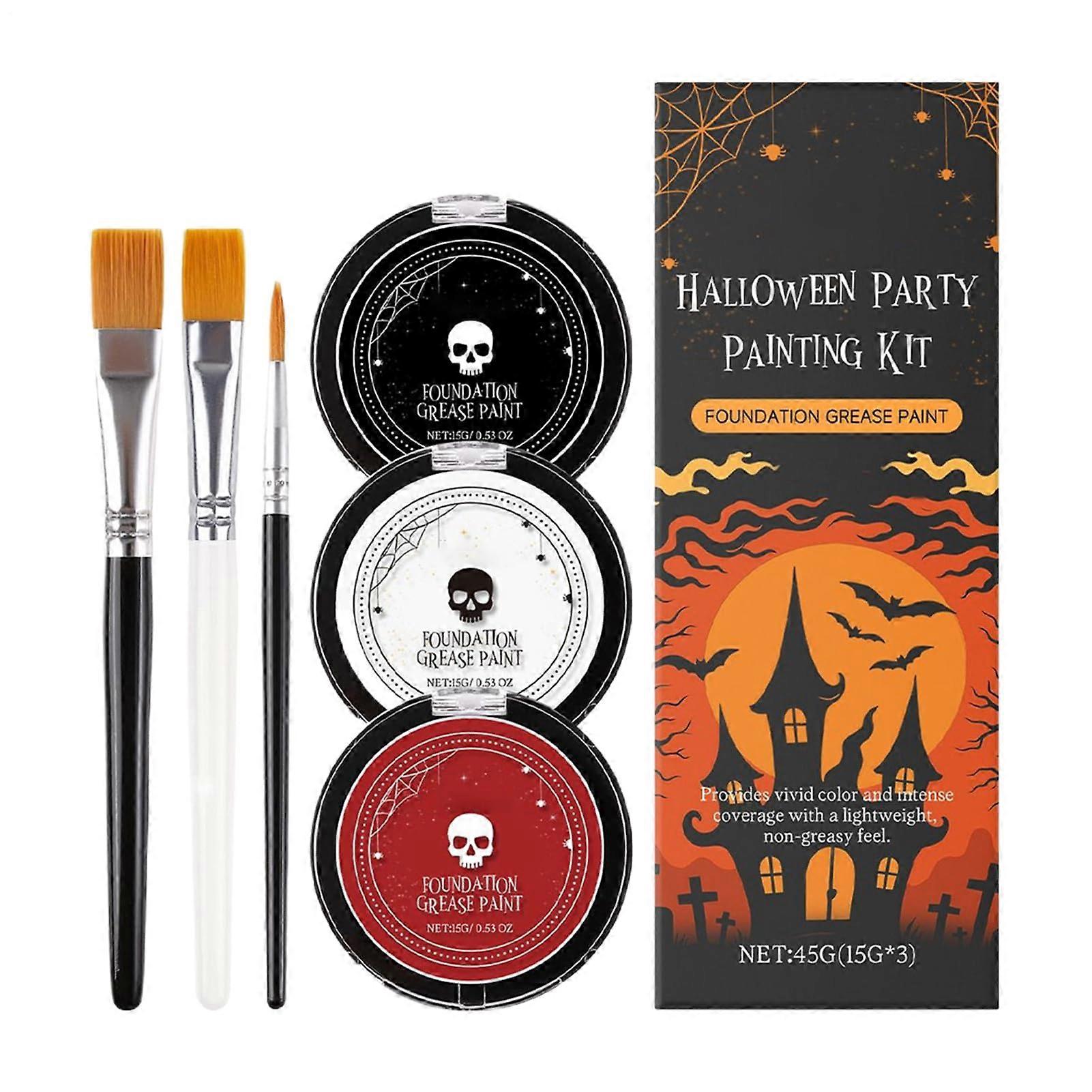 Halloween Face Paint White Foundation with Brushes, LongLasting SmudgeResistant Gothic Vampire Makeup