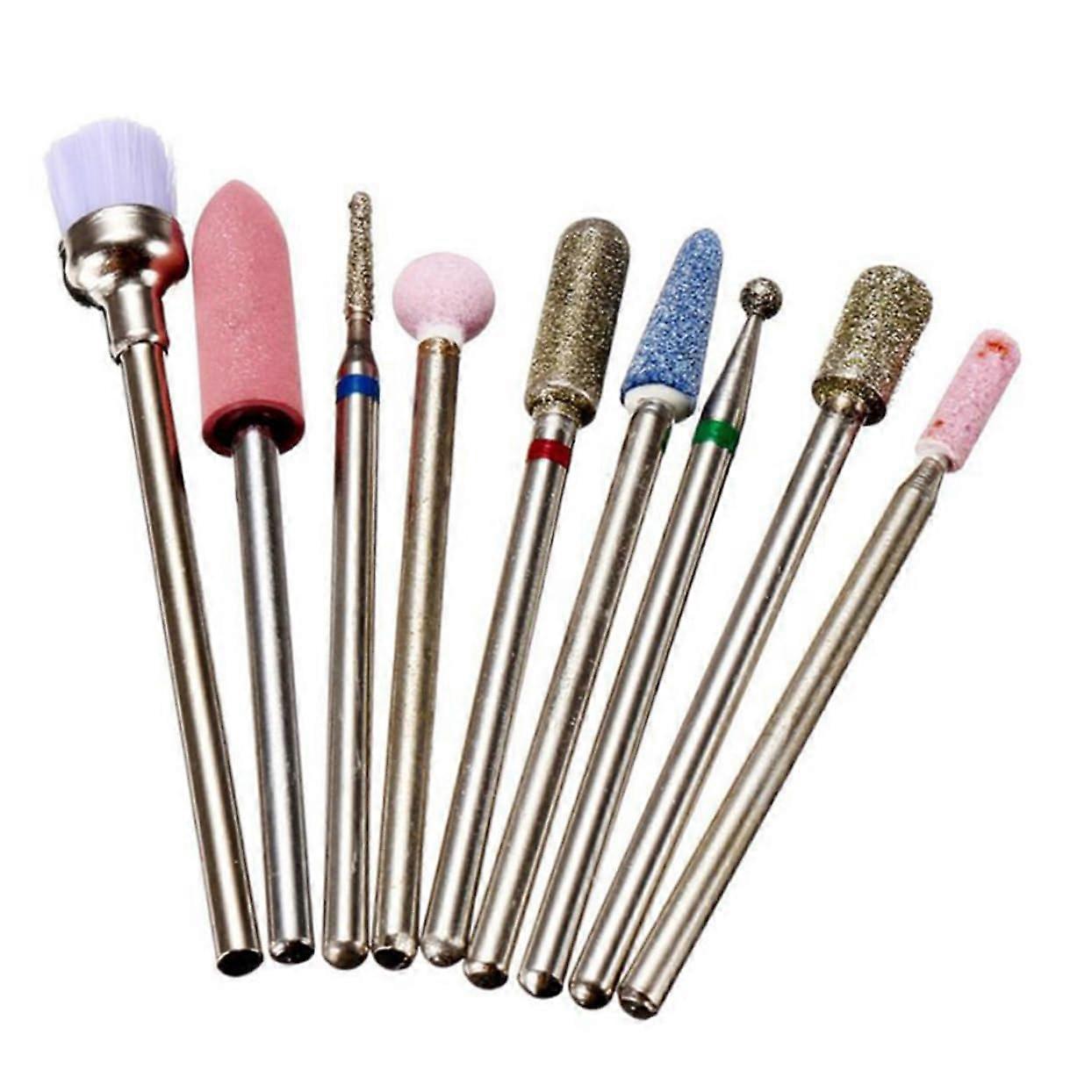 Nail Drill Bits Set 9pcs with Diamond Precision Cutting for MultiFunction Nail Care and Low Dust Operation