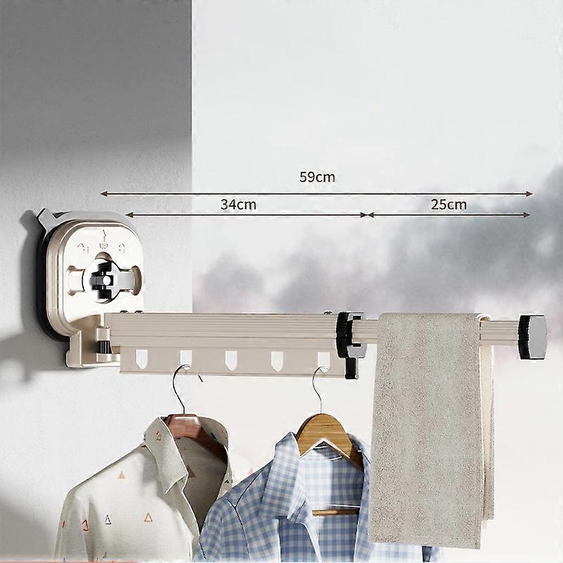 1 Section Retractable Folding Clothes Drying Rack Aluminum Alloy Balcony Window Space Saving Suction