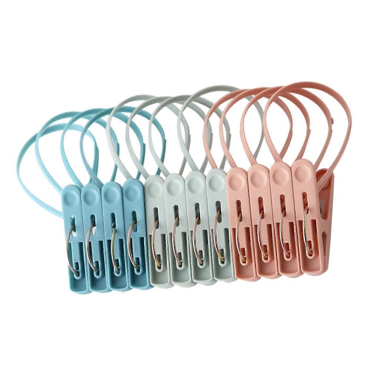 12pcs Plastic Windproof Clothesline Clips with Secure Grip for Laundry, Camping and Beach