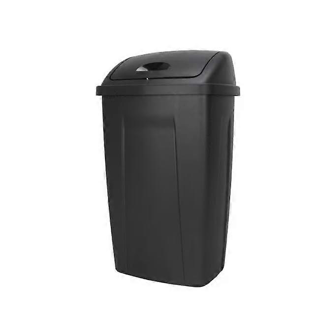 13 Gallon Swing  Trash Can Black Plastic Large Kitchen Garbage Bin with Lid Easy Clean