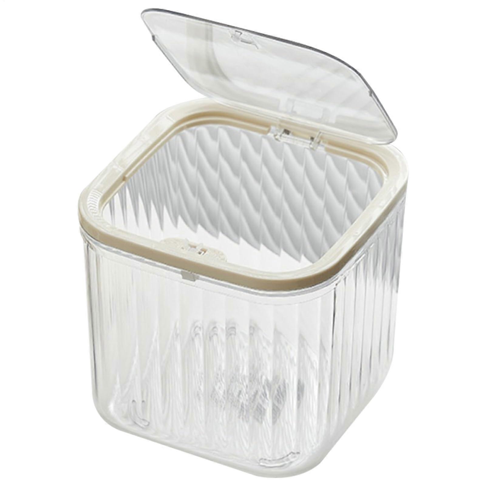 Desktop Trash Can Transparent with Lid, Mini Waste Bin for Office, Bedroom, Vanity, SpaceSaving