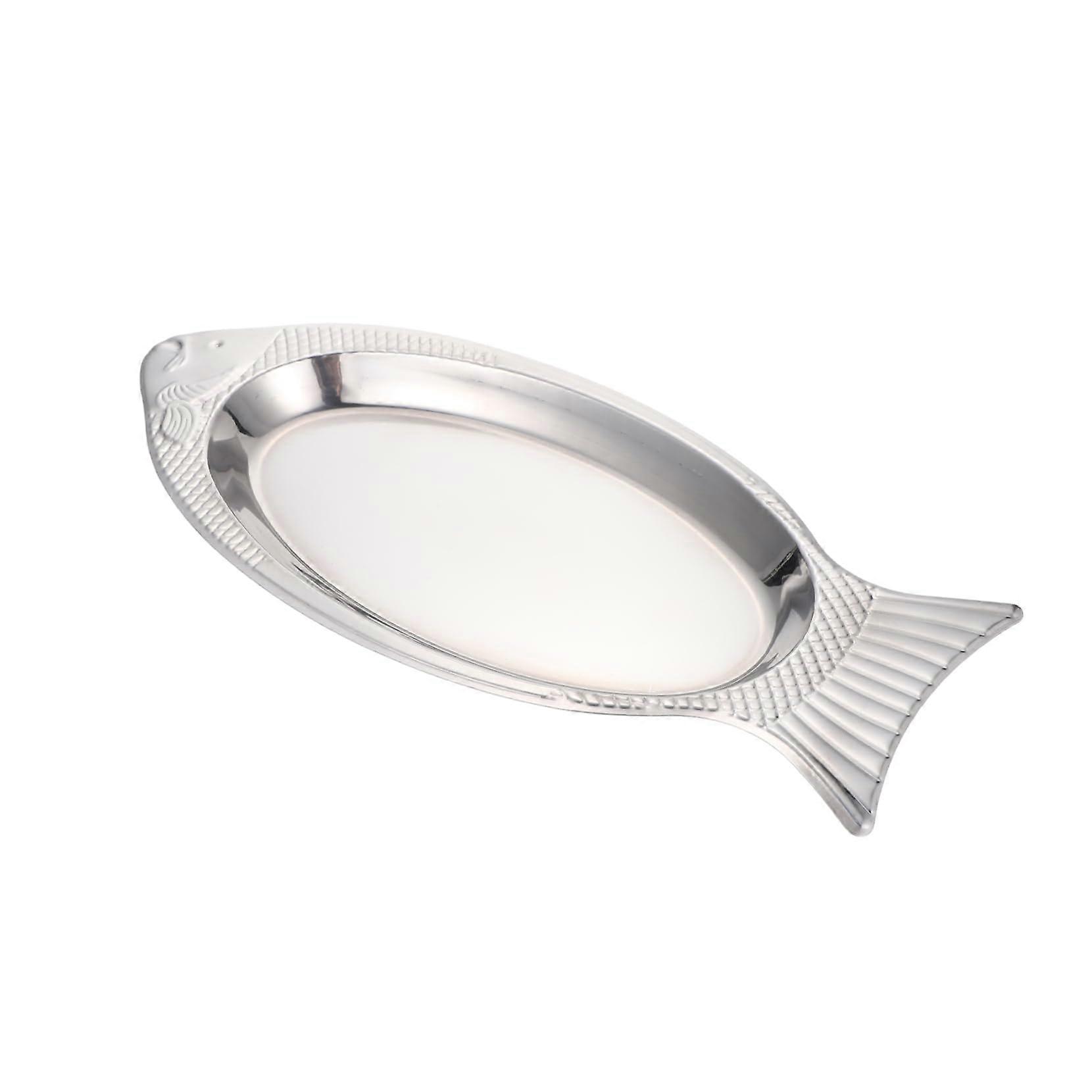 Stainless Steel Fish Shaped Serving Platter Microwave Oven Safe Durable Easy Clean Surface
