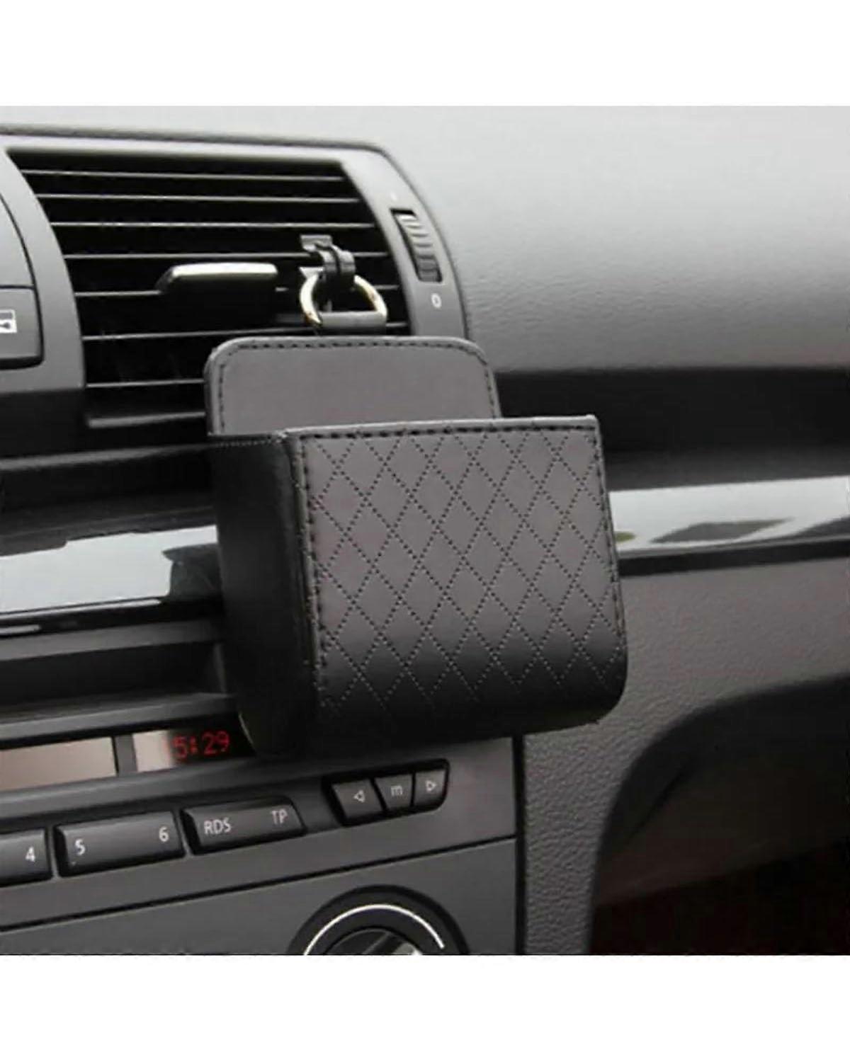 Leather Car Back Seat Organizer with MultiPocket Design and Drink Holder  Black