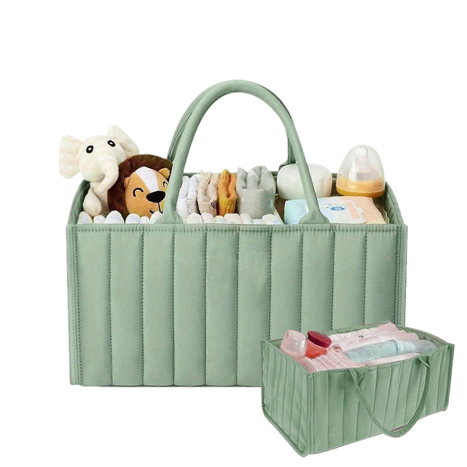 Baby Diaper Caddy Organizer, Waterproof Felt Storage Basket with Handles, Foldable Nursery Solution