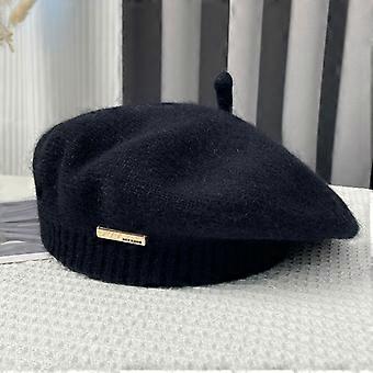 Boina de conejo sintético para mujer: gorro de invierno suave y ligero, cálido, elegante y sin estiramiento para climas fríos, lavable a mano, accesorio para todas las estaciones.