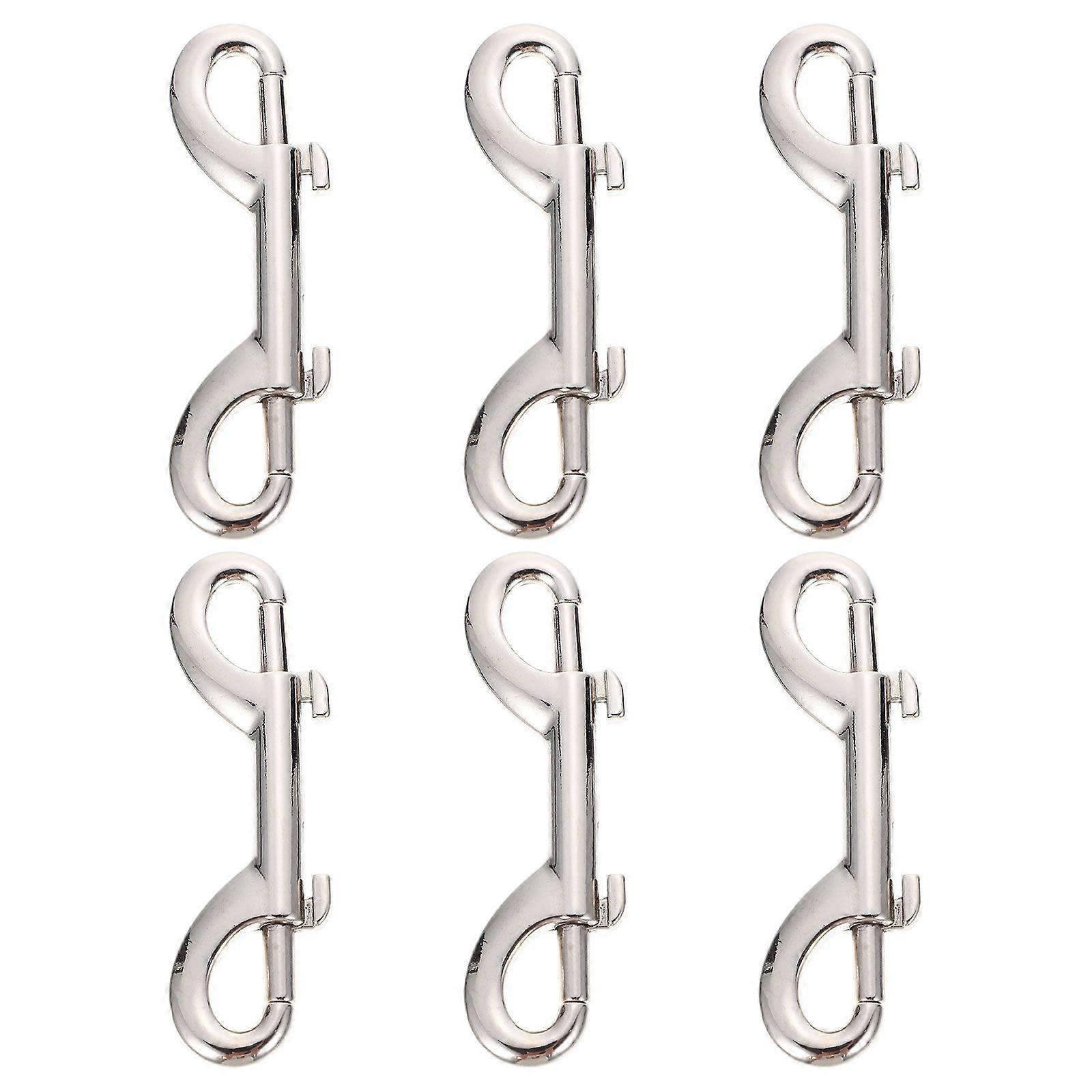 6pcs Pet Leash Zinc Alloy Hooks Multipurpose Snaps Hooks Double-ended Snap Clips (Silver)