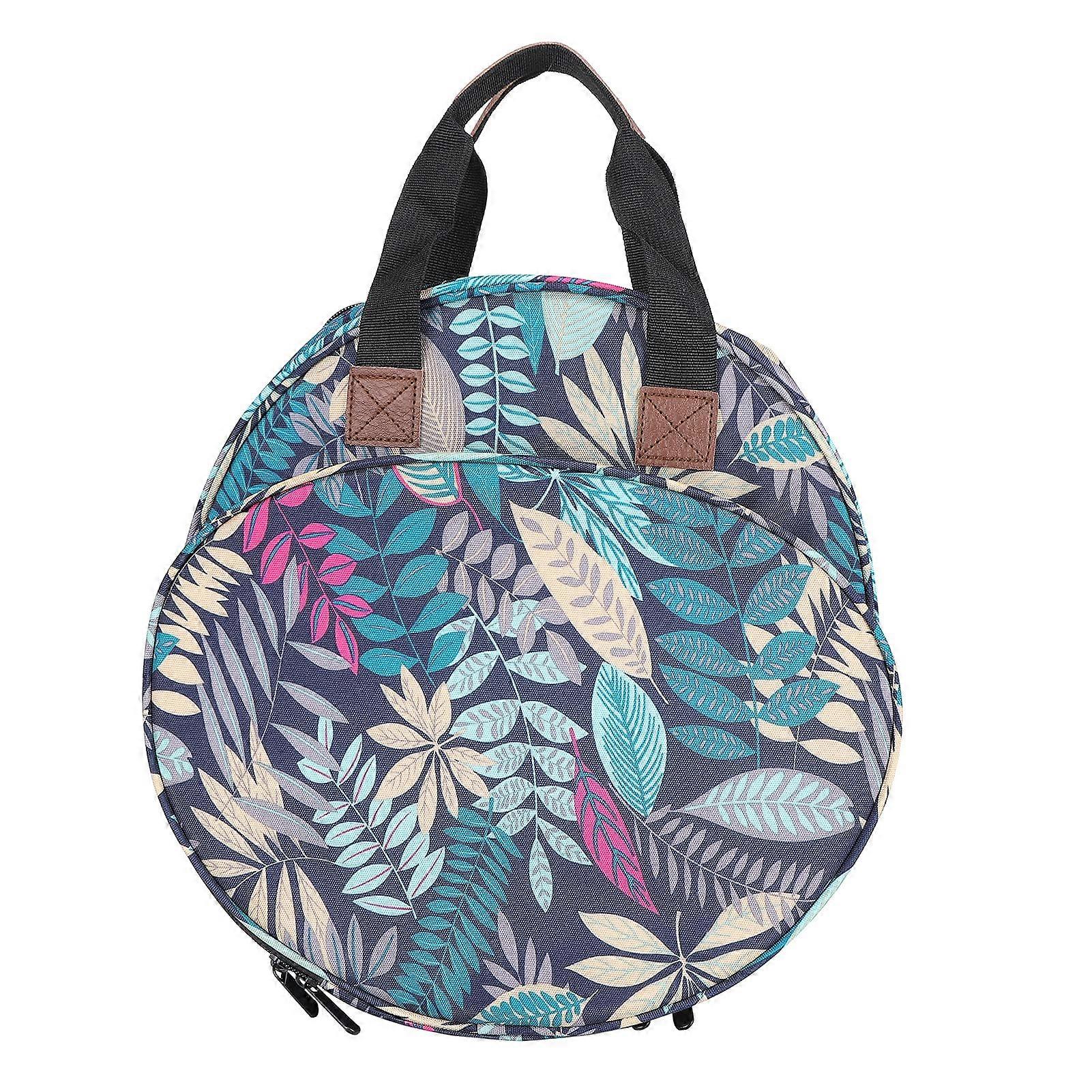Embroidery Storage Bag Oxford Cloth Leaf Pattern with Multiple Compartments for Knitting Organizer