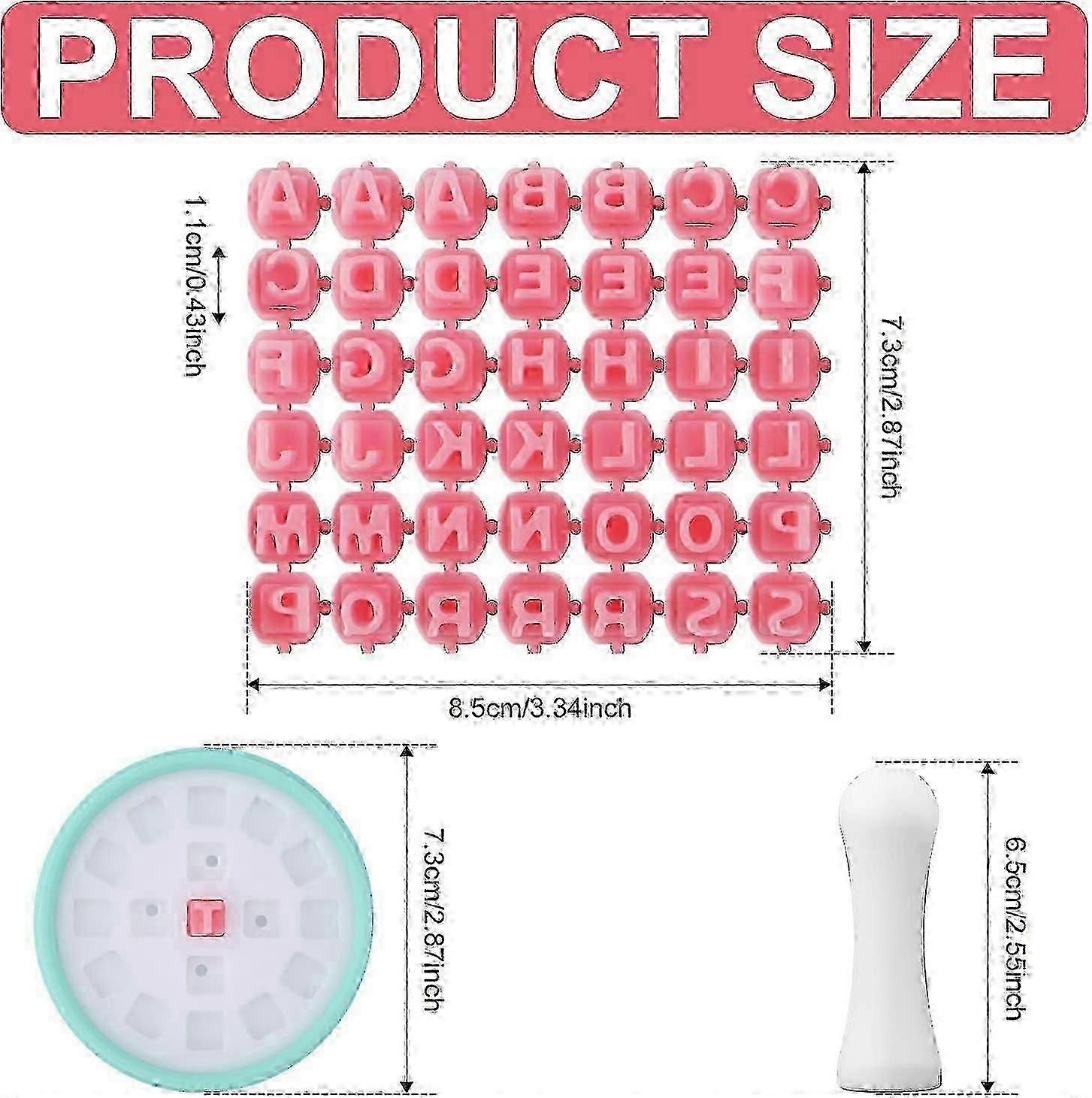 Two alphanumeric stamps, plastic clay stamps, suitable for cookie and pottery DIY projects - Pink