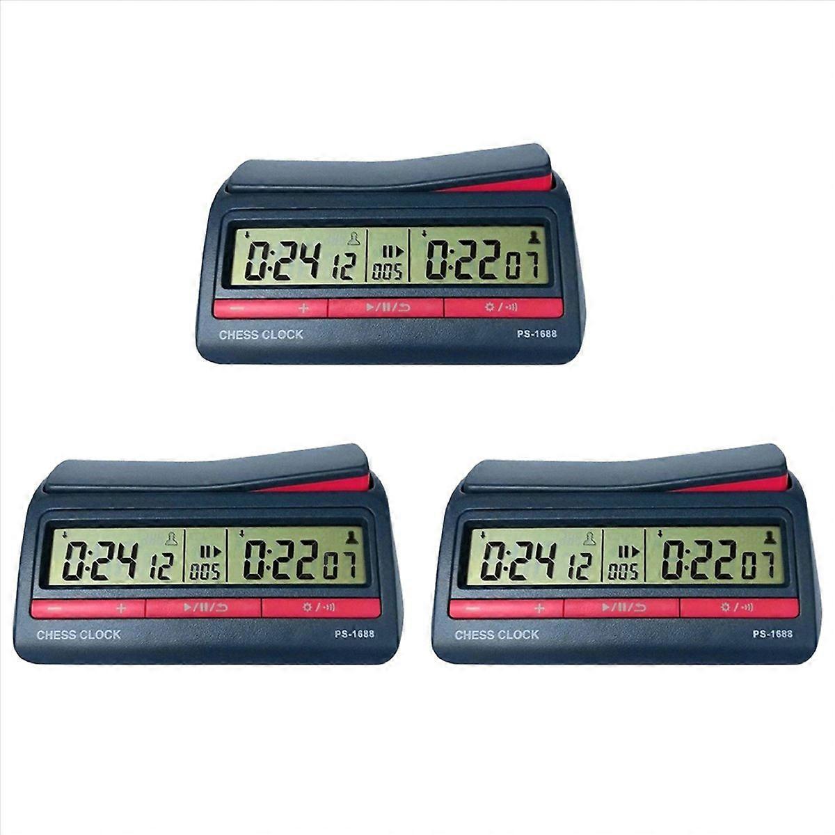 3X Professional Advanced Chess Digital Timer Chess Clock Count Up Down Board Game Clock PS-1688