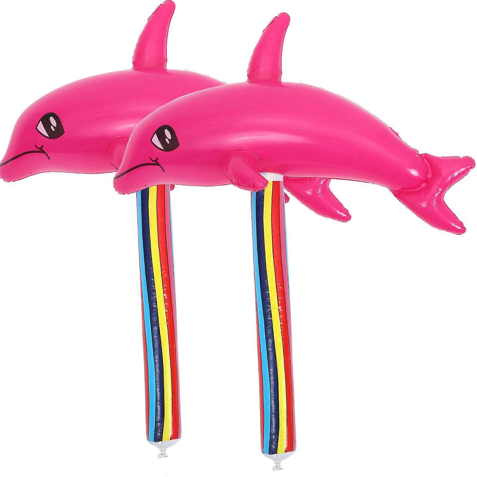 PVC Inflatable Dolphin Sticks Cheerleading Sticks for Decor 2Pcs Multi