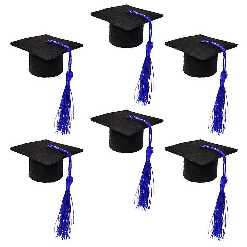Mini Graduation Cap Toppers for Festive Decor 6Pcs Black Covers