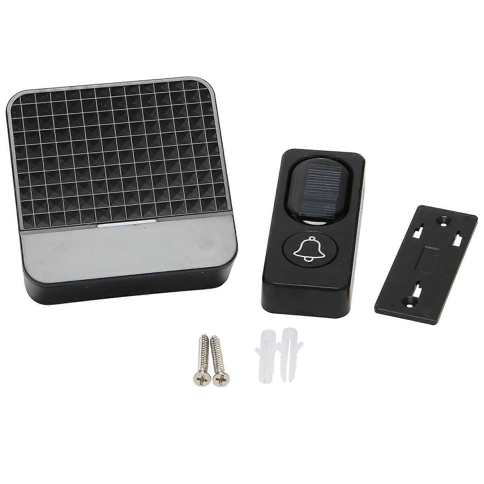 Solar Powered Waterproof Wireless Door Smart Door Chime 1 Button 1 Receiver Eu Plug Black
