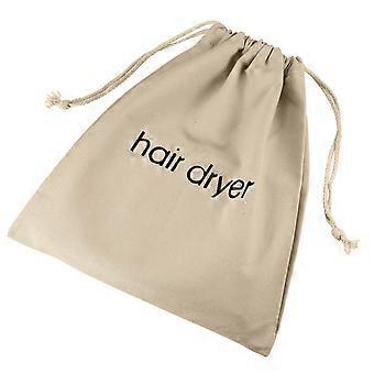 Sacoche pour sèche-cheveux à cordon, sac de voyage pour sèche-cheveux (beige), sac en toile brodé en anglais