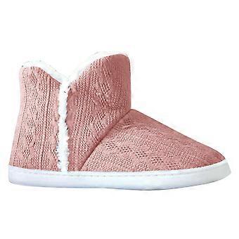 Women Warm Bootie Slippers Fluffy Plush Indoor Outdoor Winter Booty Slippers Pink 42