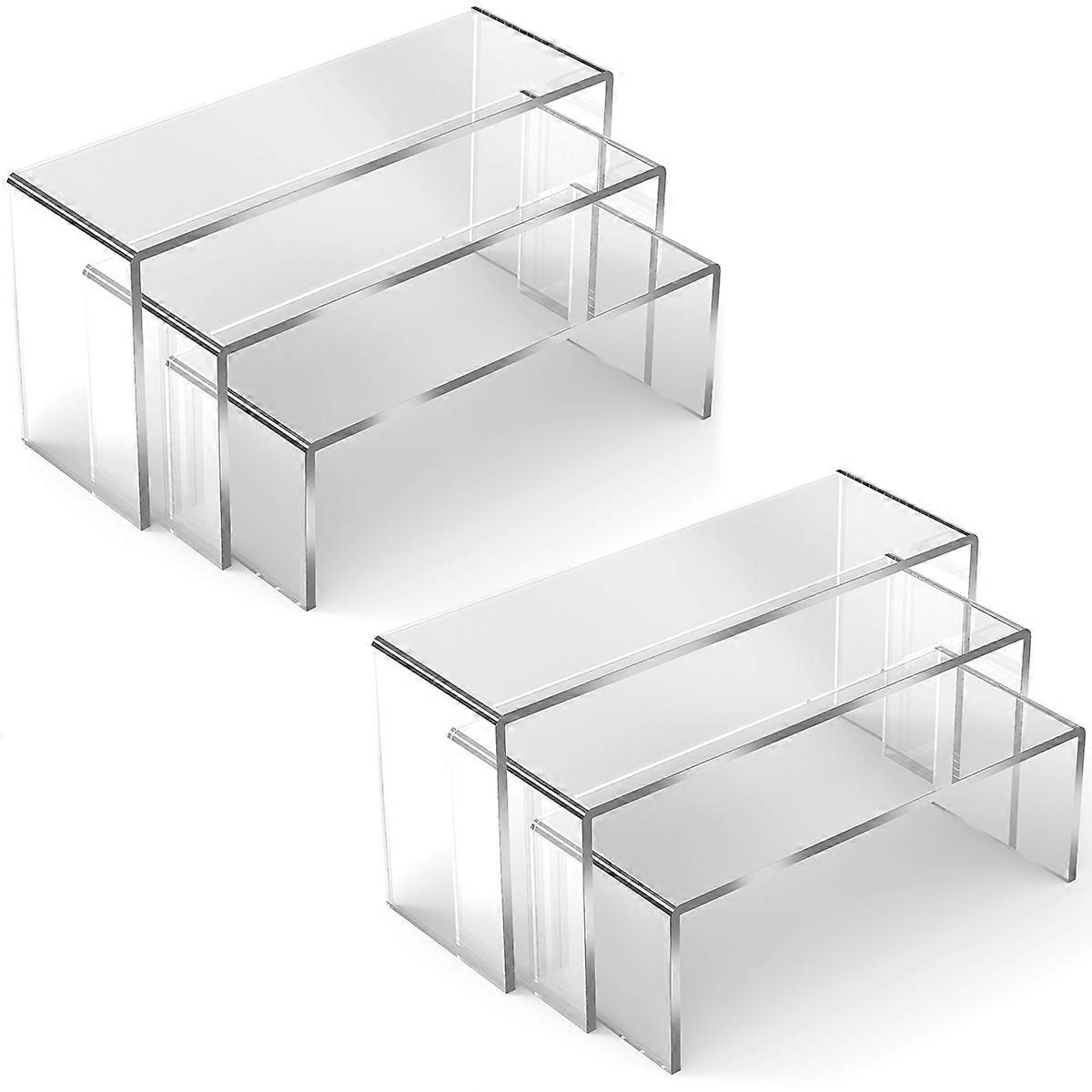 Acrylic Display Riser, 3 Step Large Acrylic U Shape Display Stand, Clear Rectangular Display Shelf compatible with Cupcake Stand