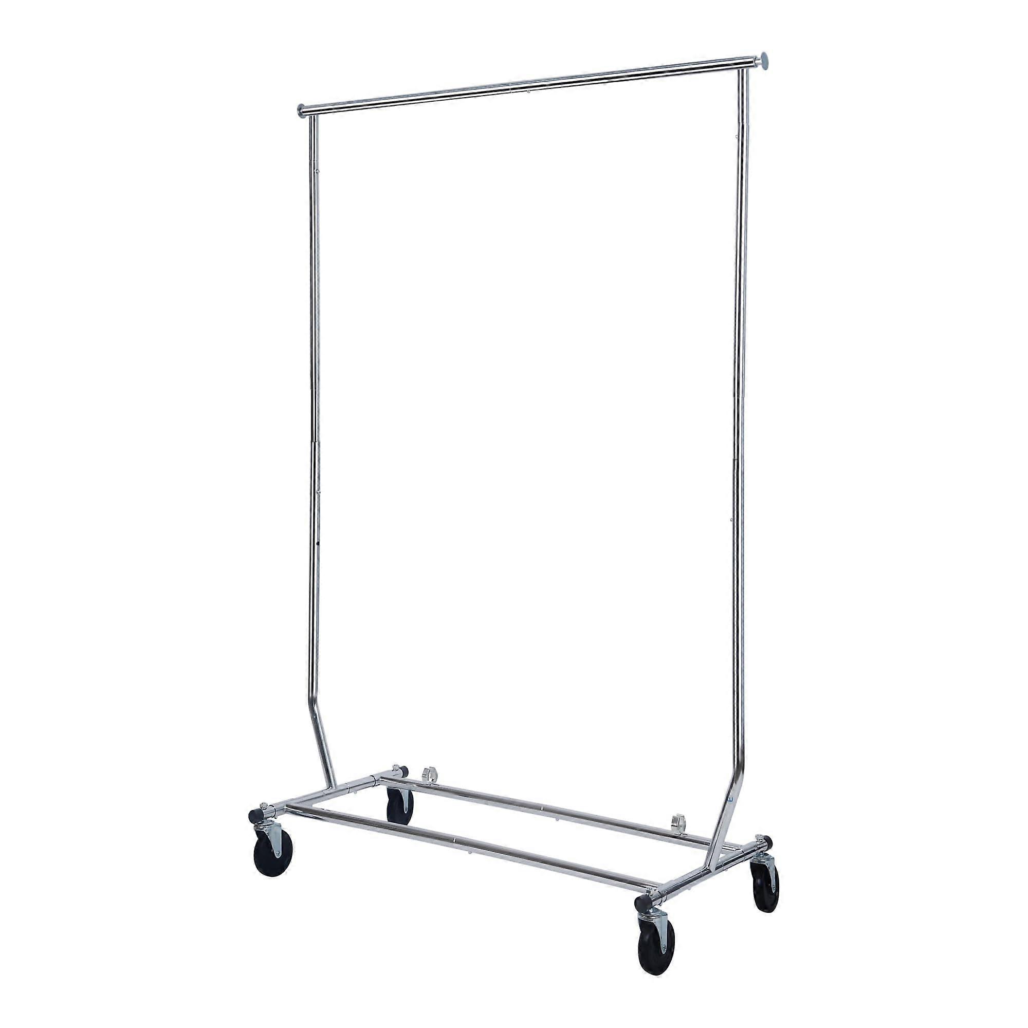 Adjustable Chrome Garment Rack with Wheels, Foldable SpaceSaving Clothing Rack for Small Spaces