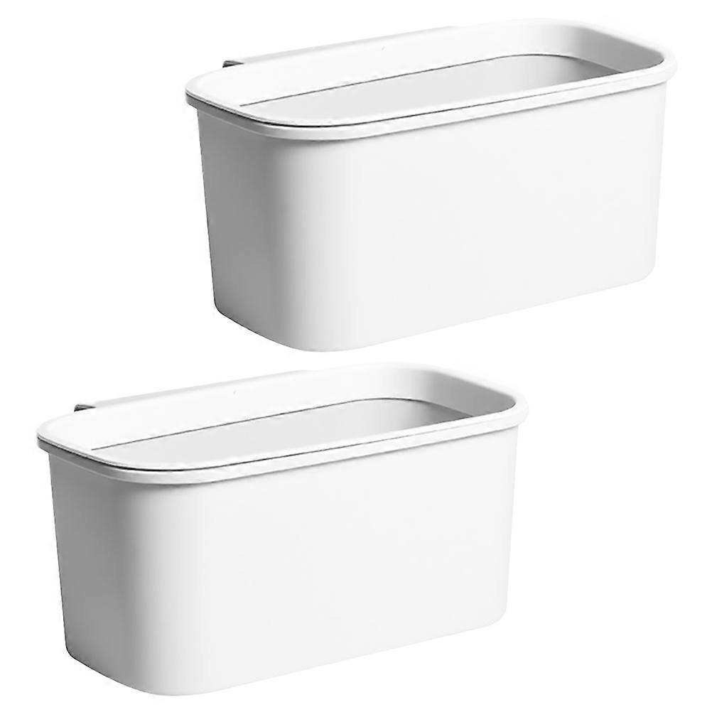 Kitchen Hanging Trash Bin Garbage Can for Storage 2Pcs White ABS Container