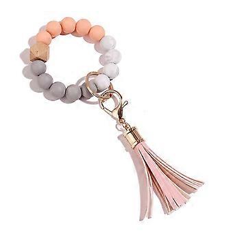 Trendiger, funktionaler Schlüsselanhänger mit Armband, hochwertiger Silikonperlen-Schlüsselring mit drehbarer Schnalle, modisches Schlüsselarmband, praktischer Haus- und Autoschlüssel