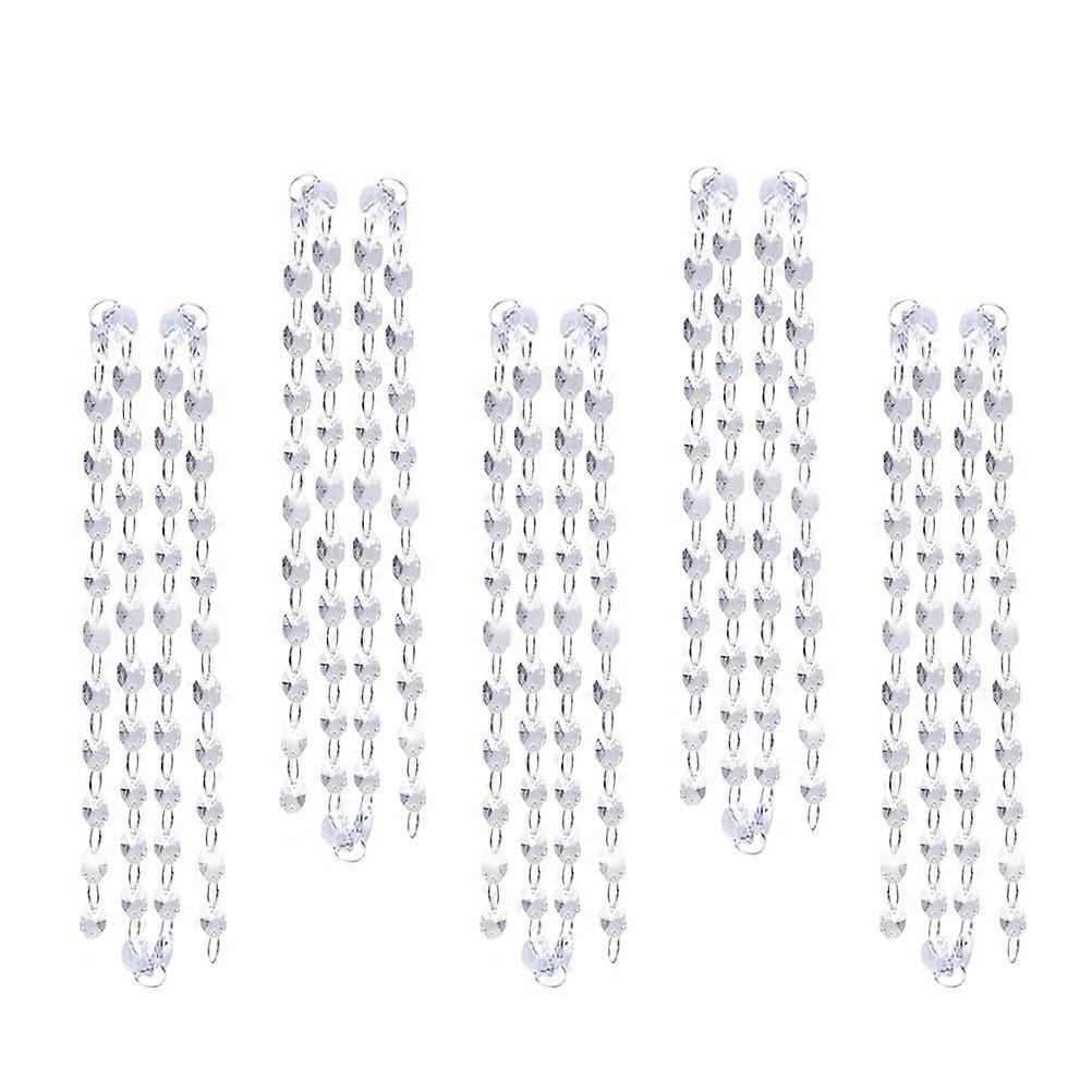 Window Hanging Crystals Clear Beads String Tassel Pendant 1m 5Pcs