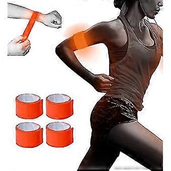 Bande réfléchissante pour les bras, les poignets et les jambes Bande réfléchissante de 30 cm Équipement de course haute visibilité, lot de 4, course matinale haute visibilité, orange TA