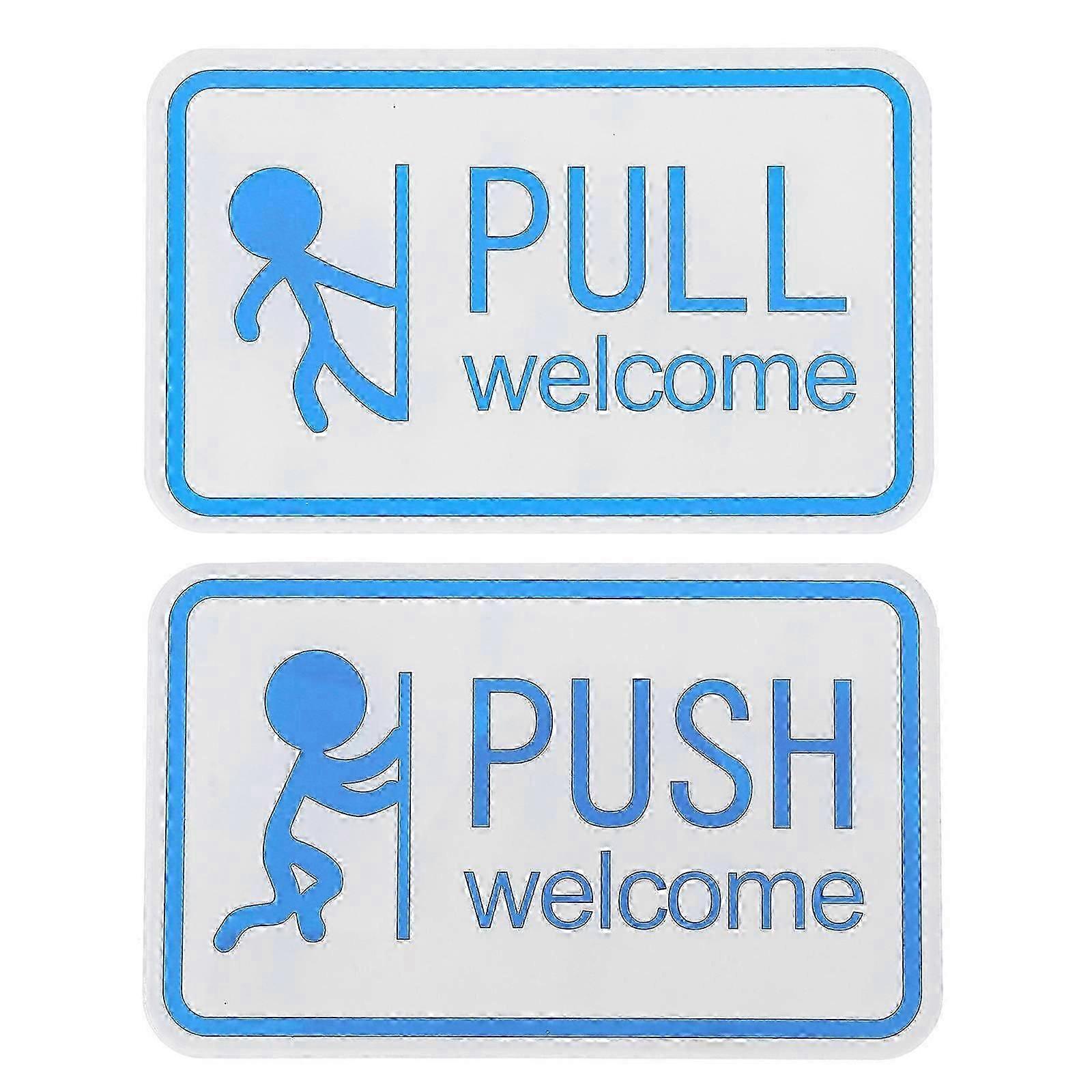 Adhesive Push Pull Sign Acrylic Door Indicator 2Pcs Set
