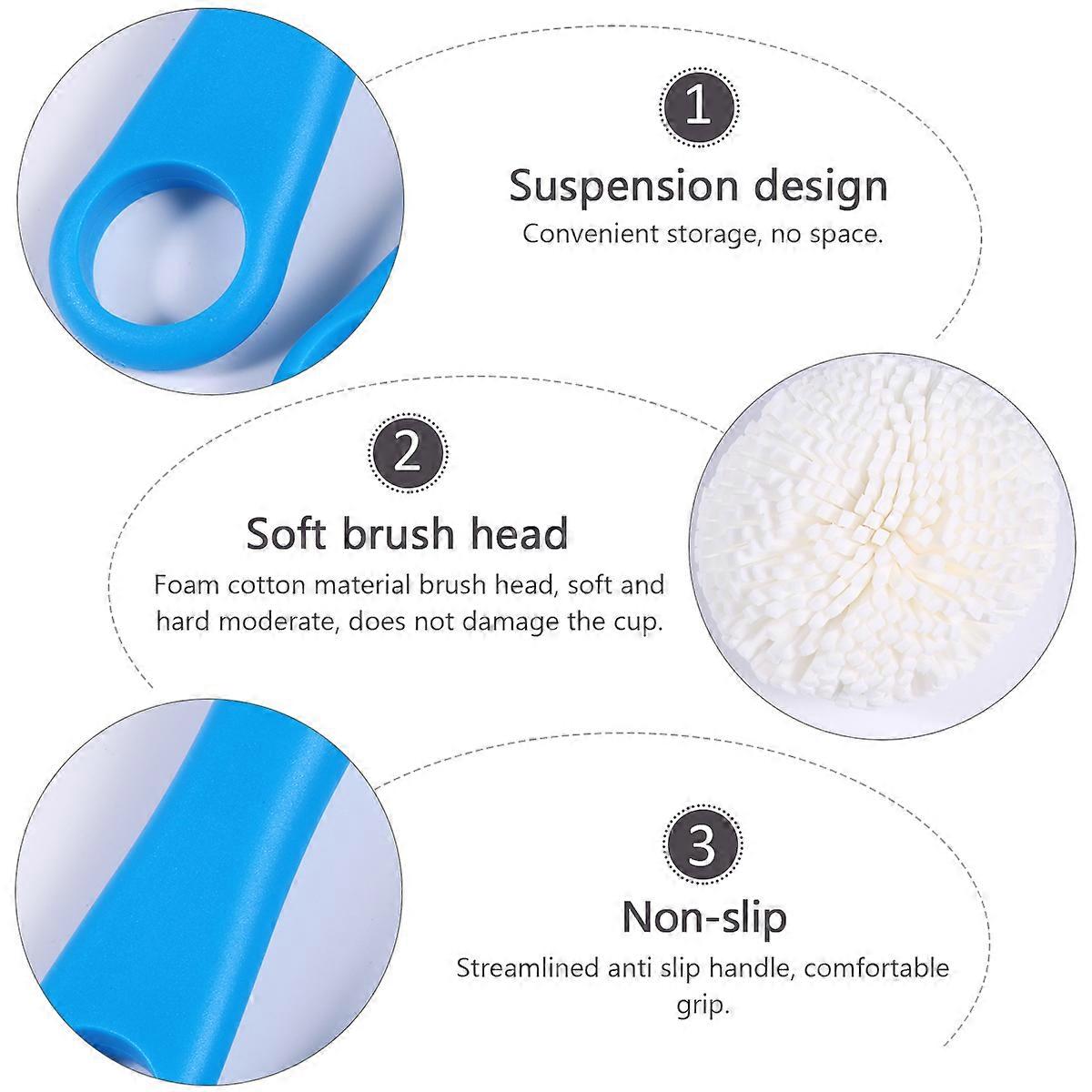 3Pcs Bendable Cleaning Brush Multi-Function Foams Brush Wine Cups Brush