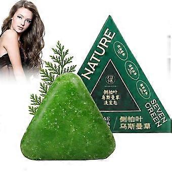 Nature Triangle -shampoopala, Nature Seven Green Soep -shampoo Luonnollinen Usman-ruoho-shampoopala, Rauhoittava ja vahvistava hiuksia naisille ja miehille