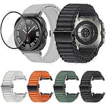 Marine Loop Nylon Watch Band with 3D Curved Film For Samsung Galaxy Watch Ultra 2025