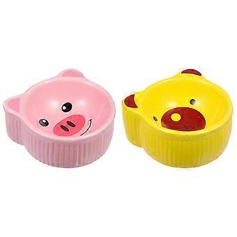 Hamsterfoderskål i keramisk design, 2 stk. assorterede farver