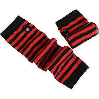Frauen Winter Kabel gestrickt Lange fingerlose Handschuhe Gestreiftes Daumenloch