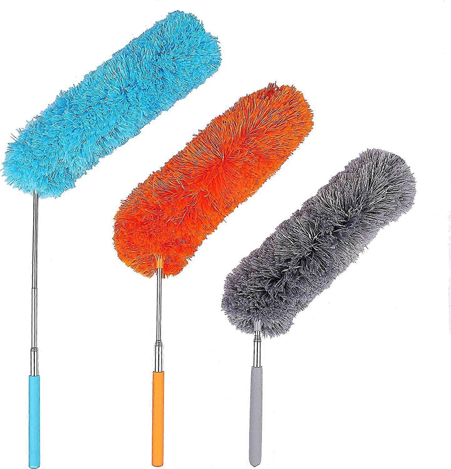 Feather Duster,with Extendable Pole Bendable Static Duster for Car Kitchen House Cleaning 3pcs