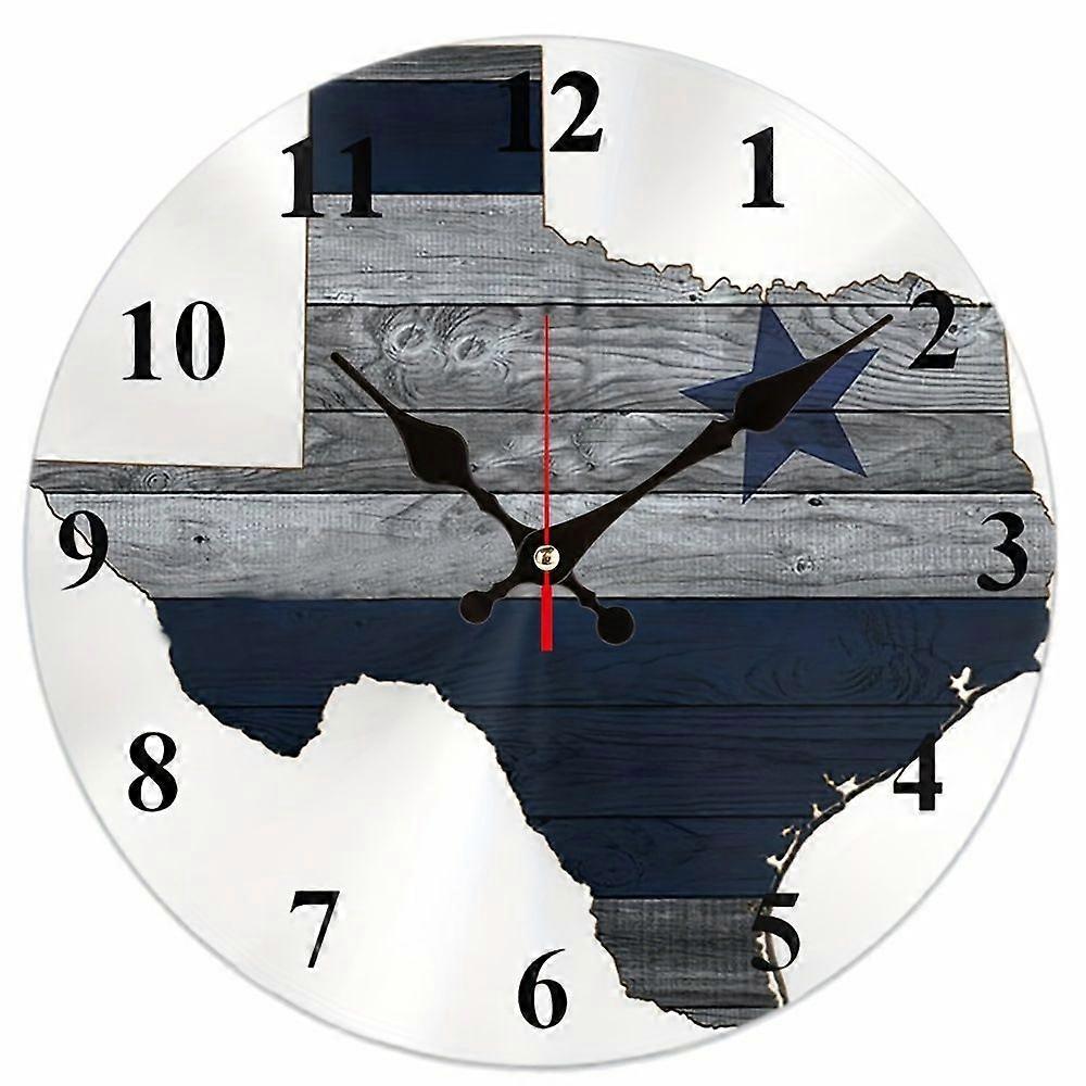 Creative Texas Map Wall Clock, Non-Ticking Silent Quartz Clock with Rustic Wood