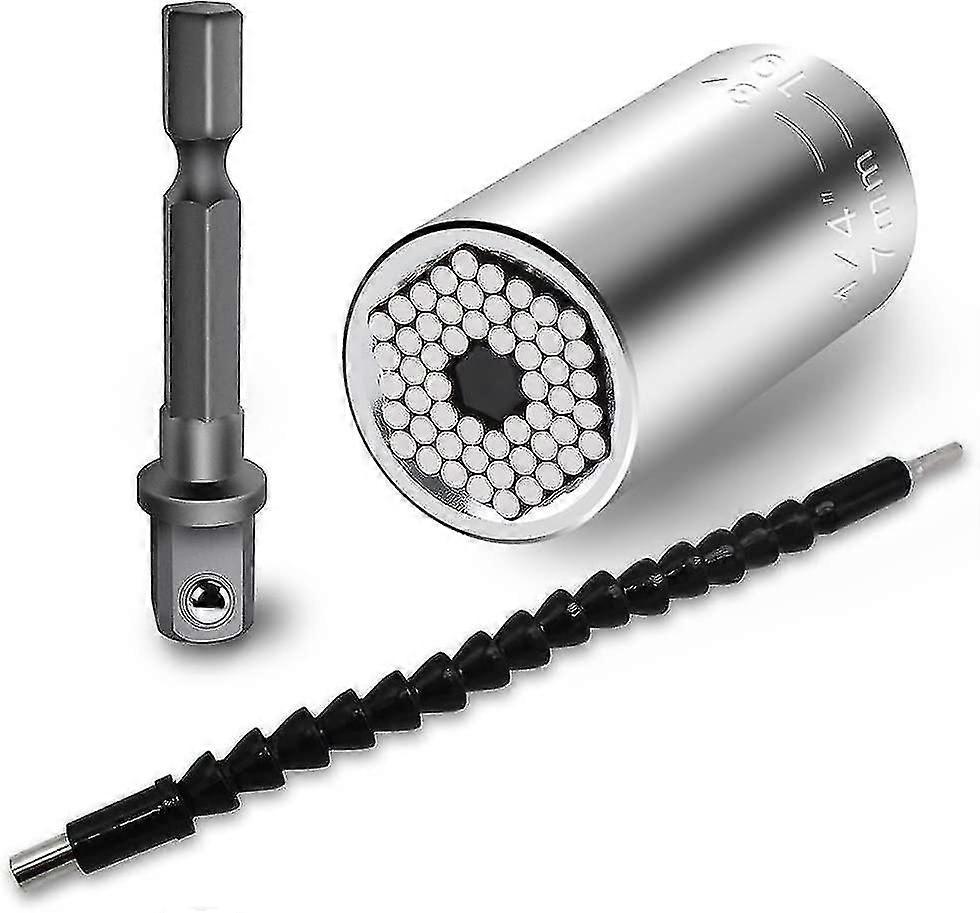 Universal Socket, 1/4" To 3/4" Multi-function Electric Drill Adapter Set, With 6.35mm Flexible Hex Driver