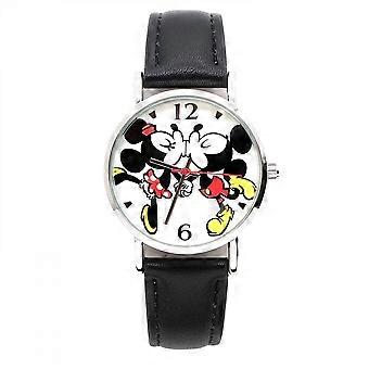 Mickey and Minnie Mouse Kisses Analog Watch with Black Band