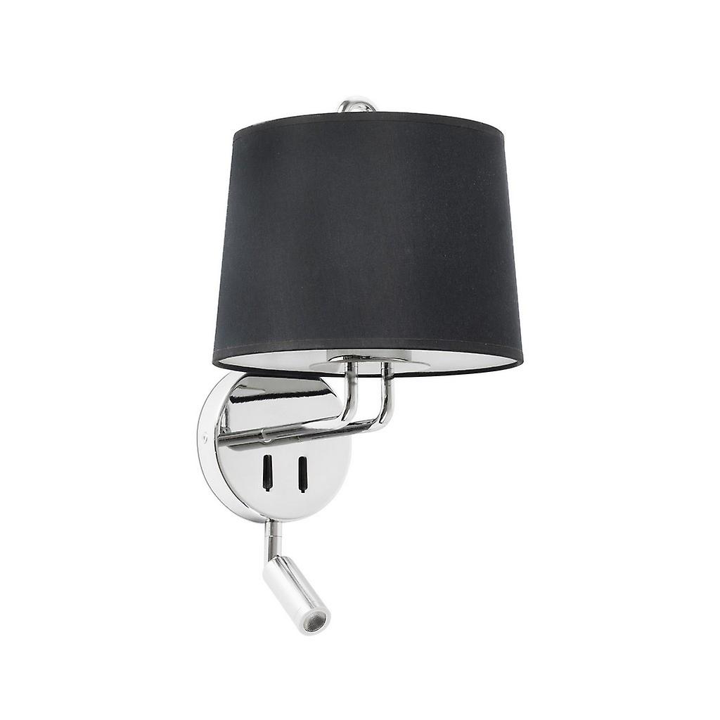 Faro Montreal Chrome, Black Shade Wall Lamp With Reading Light