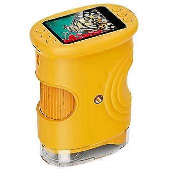 Nuovo microscopio portatile per bambini con schermo HD da 2 pollici, microscopio tascabile 50-1000X, regalo di compleanno educativo per bambini, giallo Hk