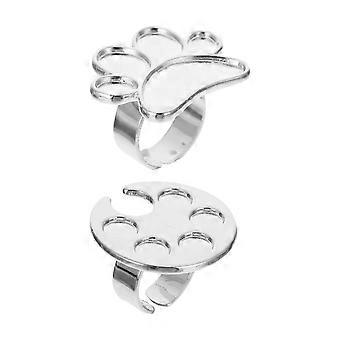 2 stuks Manicure Palet Ring Nagellak Mengring Verstelbare Palet Tray Ring