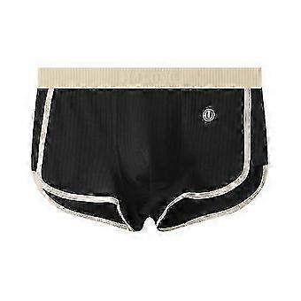 Men's Mid-Rise Boxer Briefs with Elastic Waistband, U-Convex Pouch Patchwork Design, Stretchy Cotton Blend, Comfortable Underwear Shorts