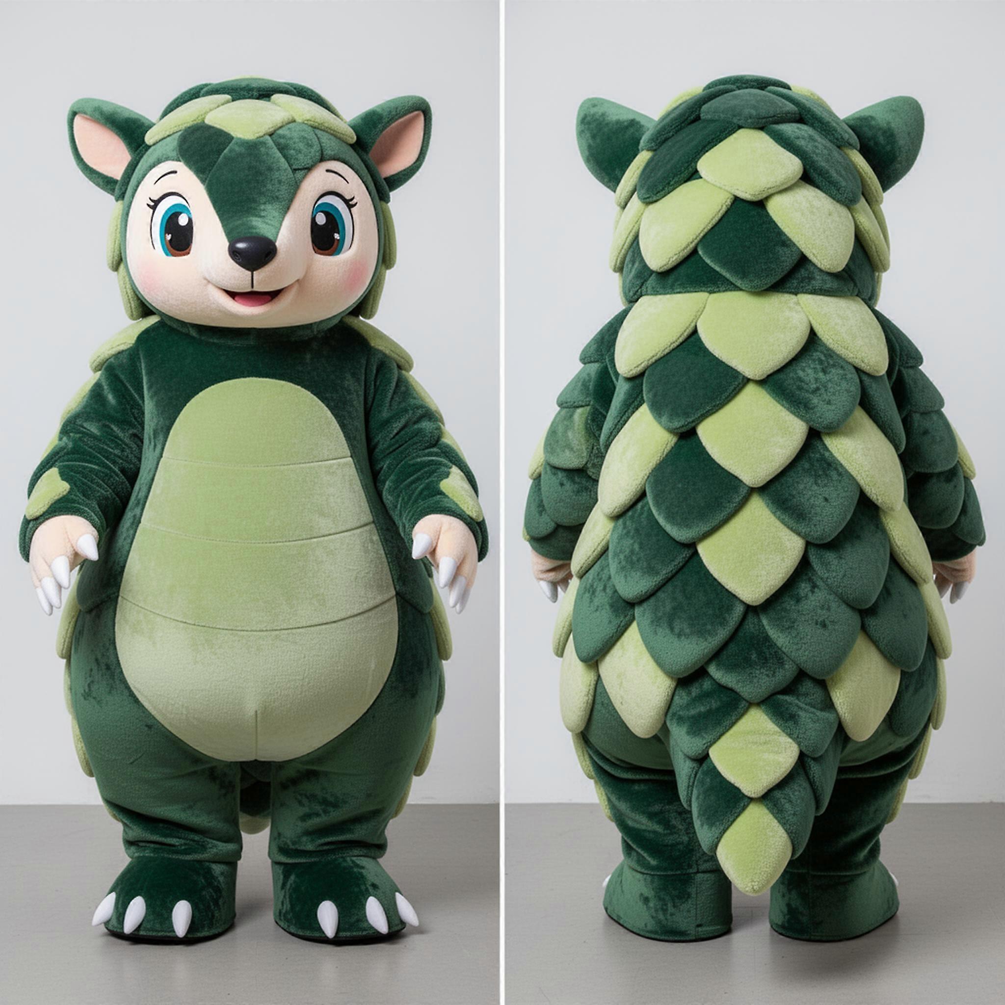 MASTICOT Forest Green Scaled Pangolin Mascot