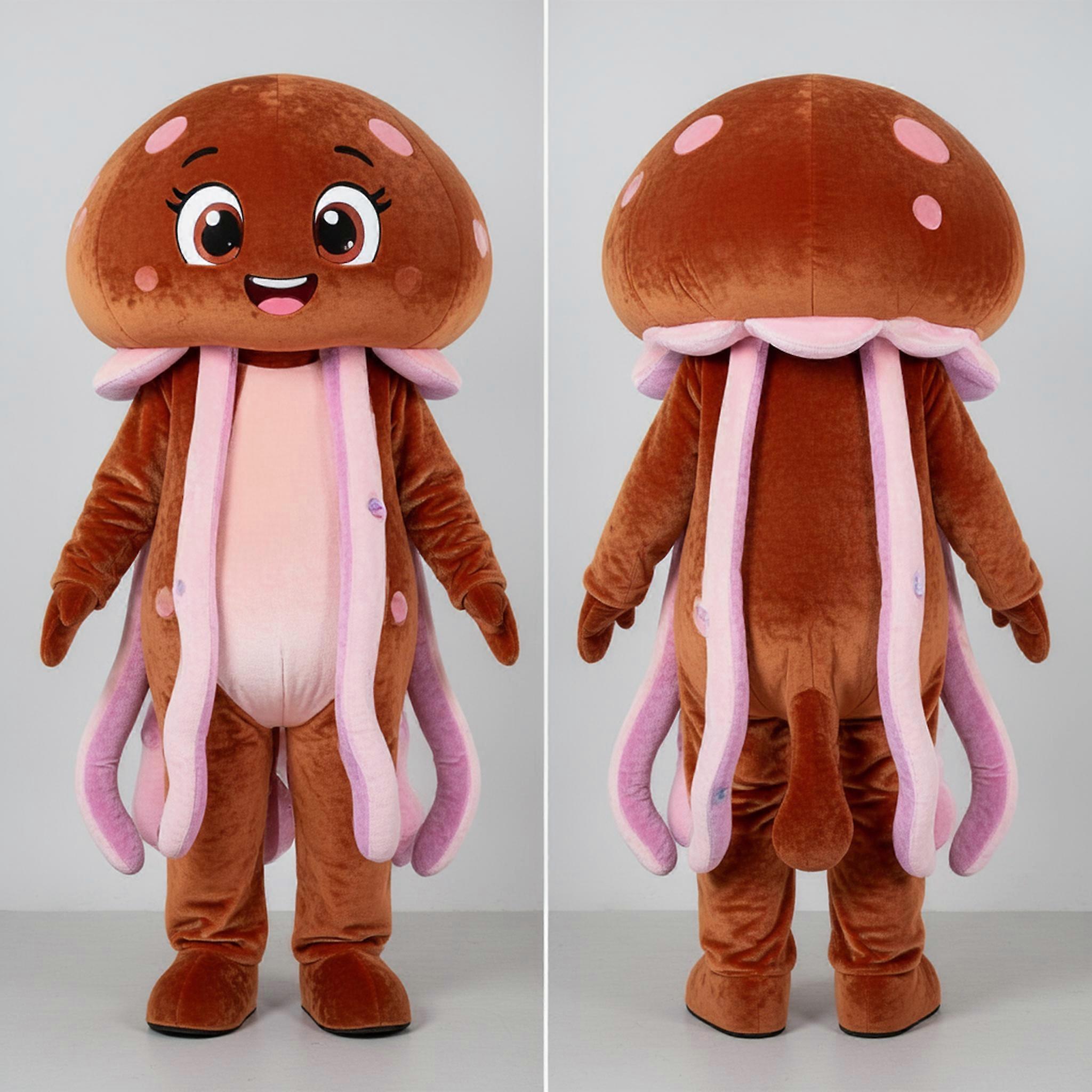 MASTICOT Rust Orange Cascading Tentacles Jellyfish Mascot