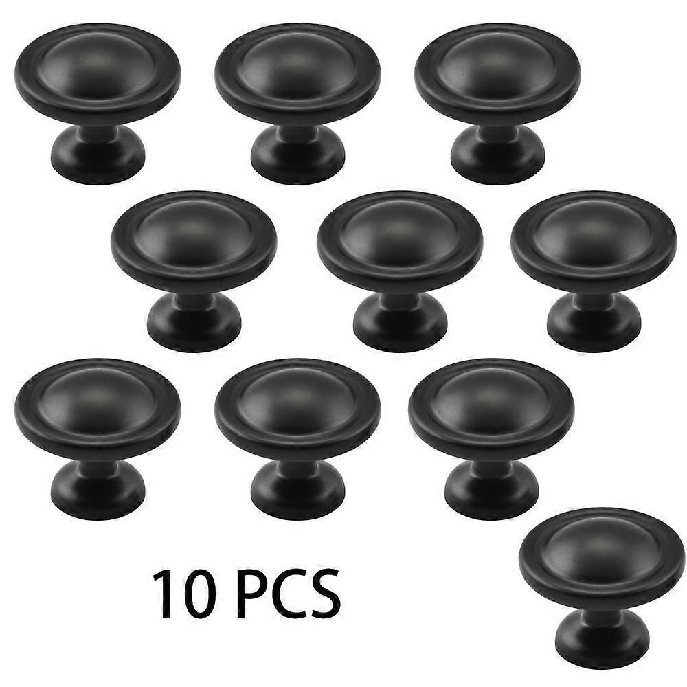Set of 10 Kitchen Cabinet Knobs 1-1/5" Drawer Knobs Dresser Knobs Matte Black Zinc Knobs Drawer Pulls Door Knobs