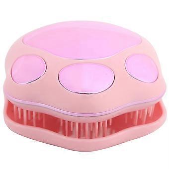 Escova de cabelo pente gato pata forma portátil couro cabeludo massagem cabeça escova de cabelo pente de cuidados com o cabelo rosa