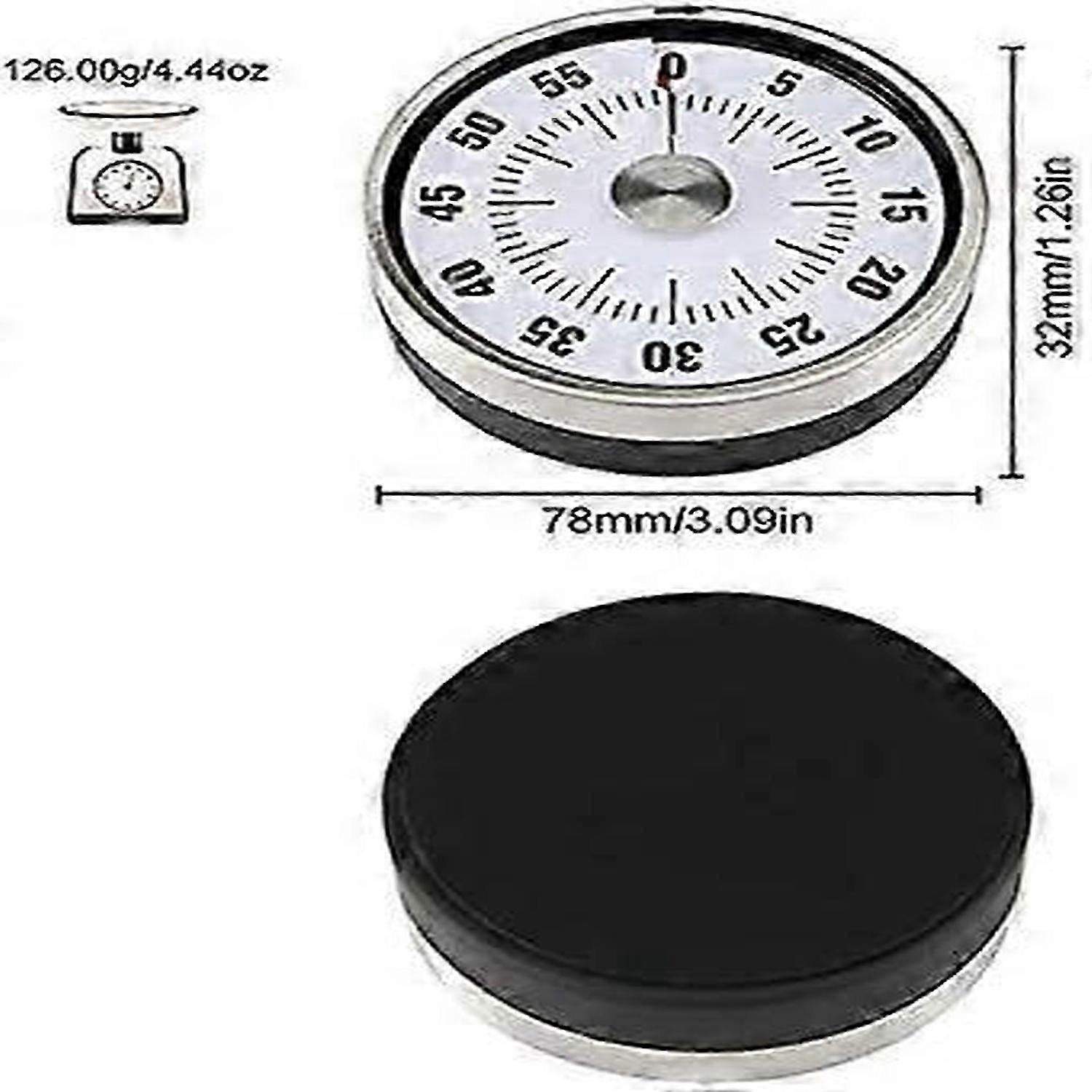 Magnetic Mechanical Kitchen Timer -Countdown Timer 60 Minute Visual Time Management Tool(Black)